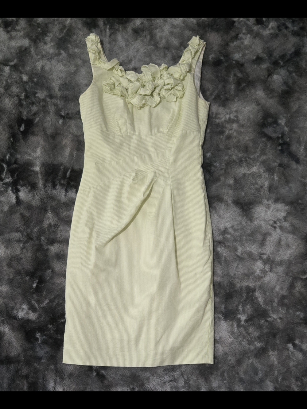 Antonio Melani Green White Stripe Floral Applique Sheath Dress Size 0